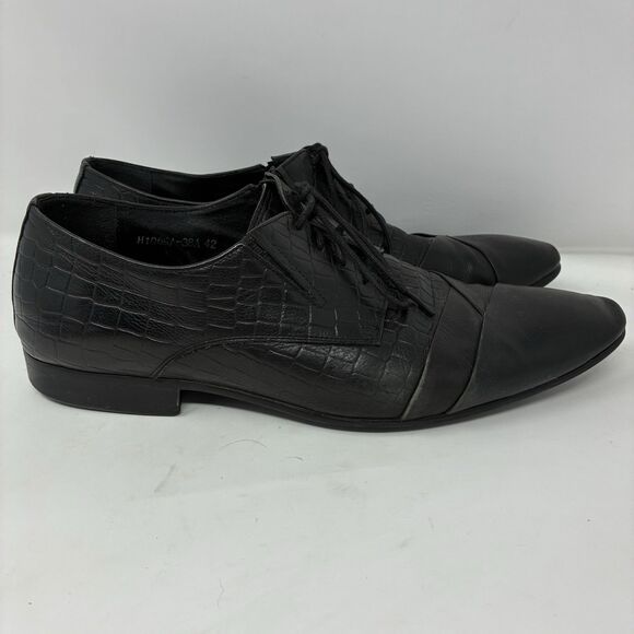 DIVINCH HANDCRAFTED BLACK ALLIGATOR LACE-UP OXFORD SHOES BLUE SOLE EU 42 US 9.5 main image 4